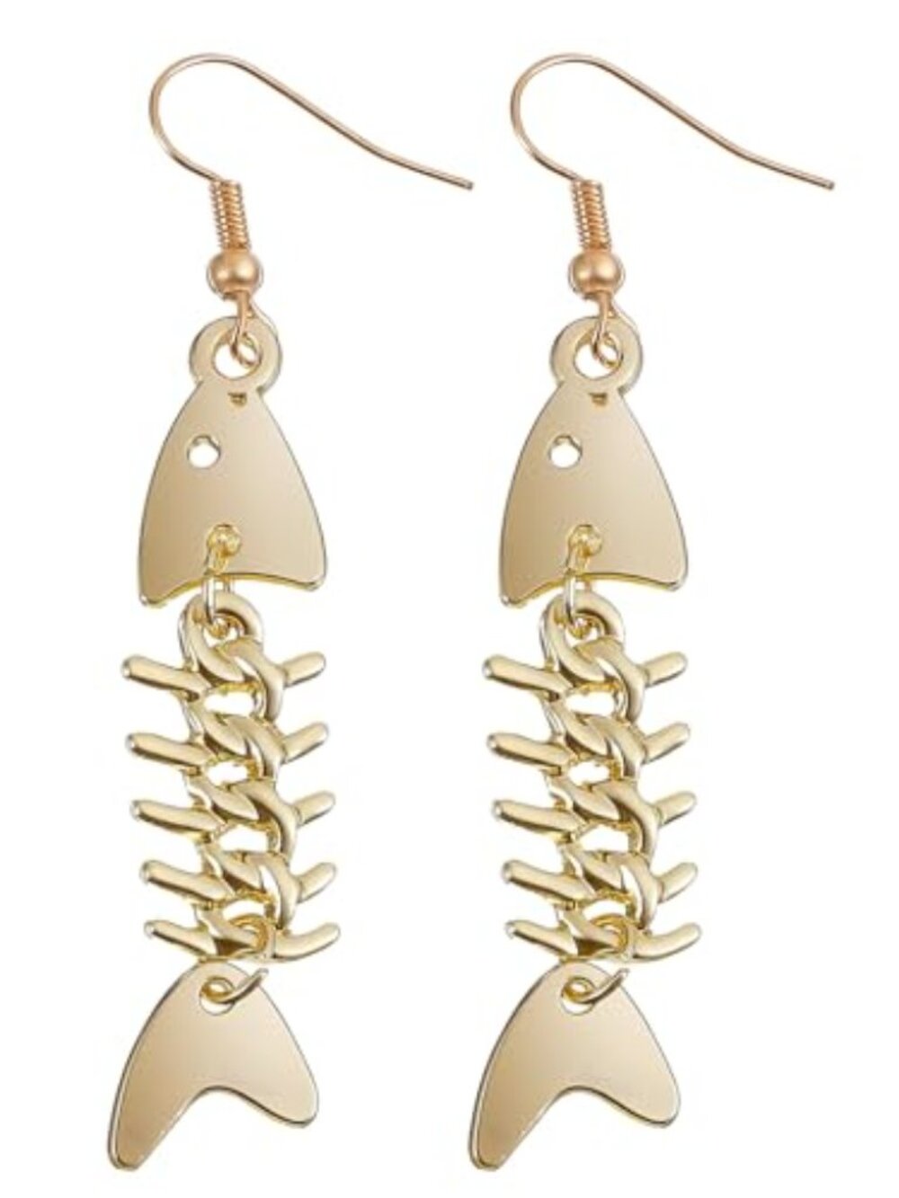 Fish Bone Grunge Earrings for Women Zinc Alloy Long Cool Earrings Weird‎ Y2K